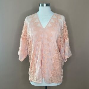 Gibson Latimer Peach Embroidered Top